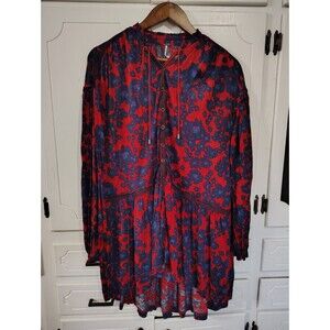 Free People Love Letter Tunic Top Mini Dress Red  Size XS Long Sleeve